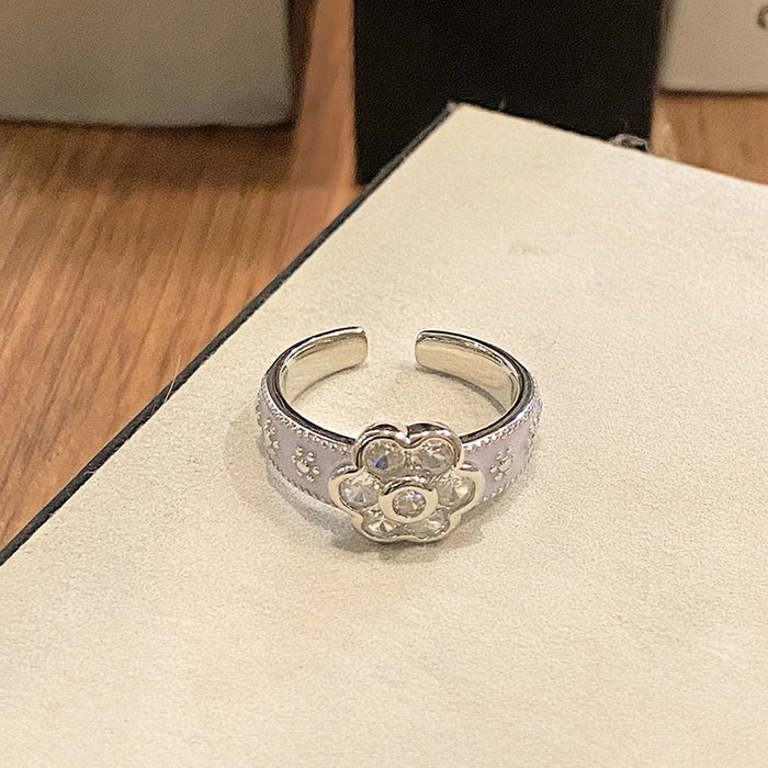 Wholesale Butterfly ring full of diamonds and ice flowers, high-end and niche design, open-ended ring