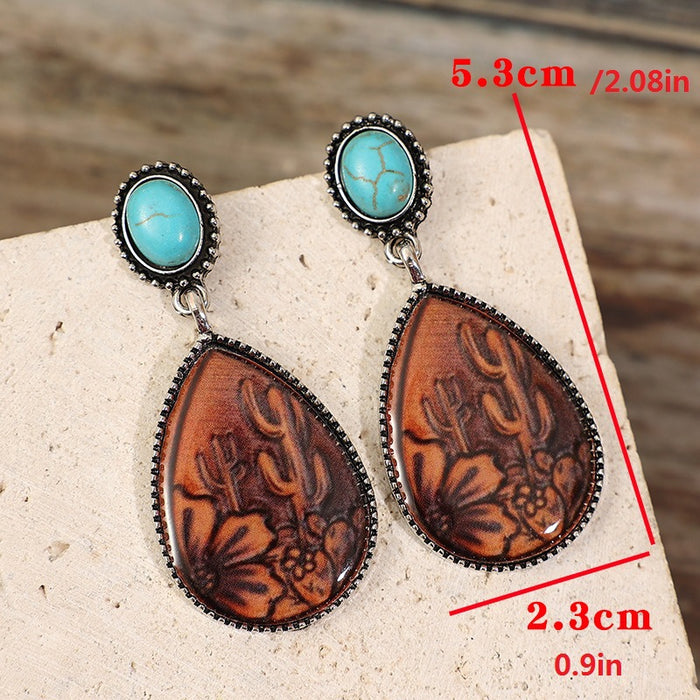 Wholesale Vintage Ethnic Drop Turquoise Alloy Earrings - Chic Boutique Resale MOQ≥2