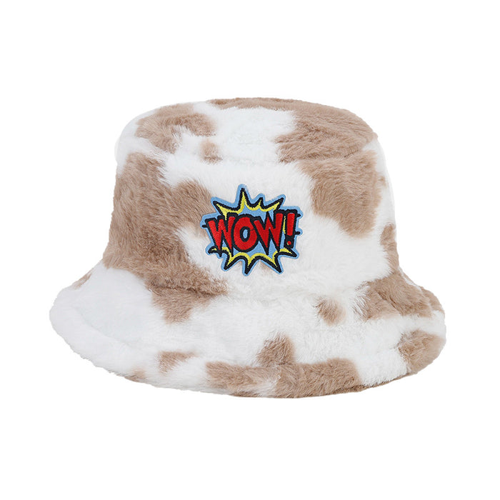 Wholesale Cow Pattern Plush Bucket Hat JDC-FH-LvY050