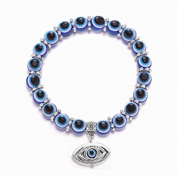 Wholesale Men's Devil's Eye Bracelet Butterfly Elephant Animal Pendant Resin Blue Eye Beads Palm Bracelet