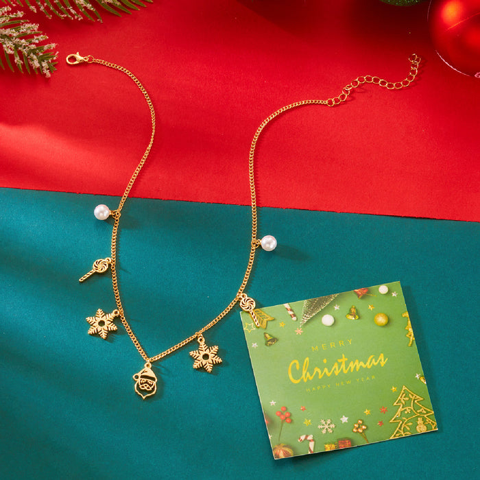 Wholesale Zinc Alloy Christmas Snowflake Pendant Necklace for Women Fashion Accessory