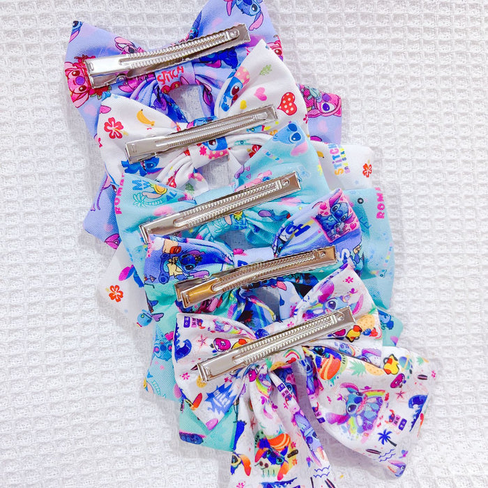 Wholesale Hair accessories girls simple bow ribbon hairpin cute blue clip