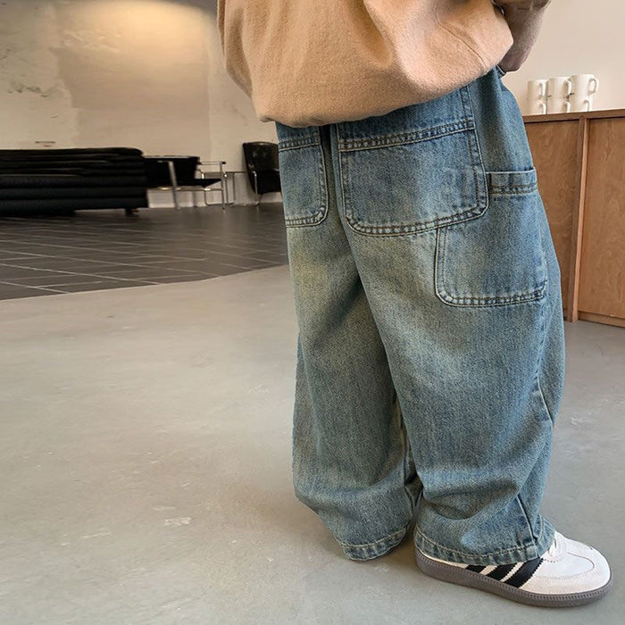 Wholesale Trendy Cool Street Pants Trendy Children's Jeans Spring and Autumn Pants