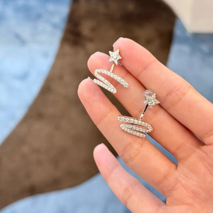 Wholesale Starlight Ribbon Earrings Earrings Accessories Light Luxury Accessories Women' s Birthday Gift Factory Direct Sale