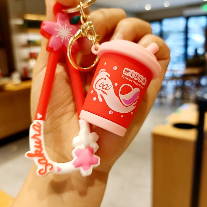 Wholesale Cartoon PVC Beverage Bottle Keychain JDC-KC-MingT017