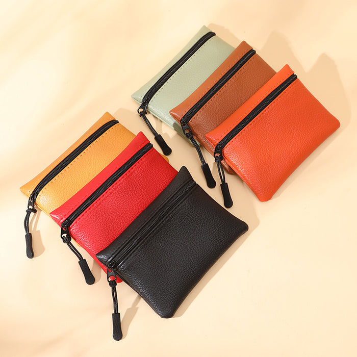 Wholesale pattern zipper coin purse solid color PU soft leather women's Coin card bag