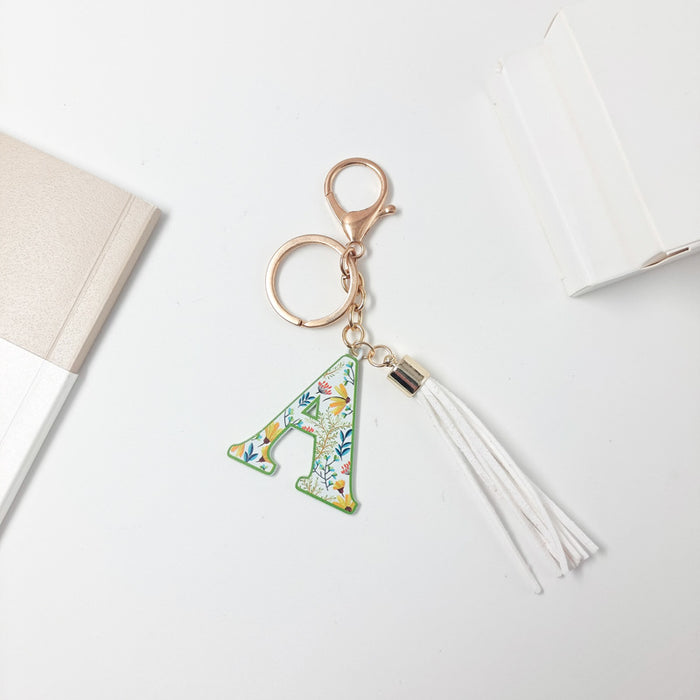 Wholesale Zinc Alloy Leather Letter Color Tassel Keychain JDC-KC-JinY003