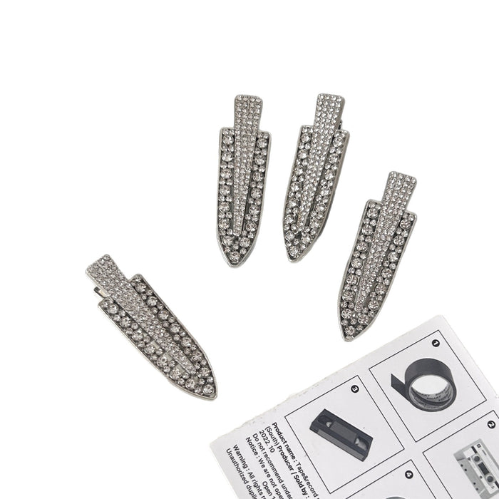 Wholesale New silver full diamond droplet shaped hair clip, duckbill clip, versatile, side shiny and broken hair clip