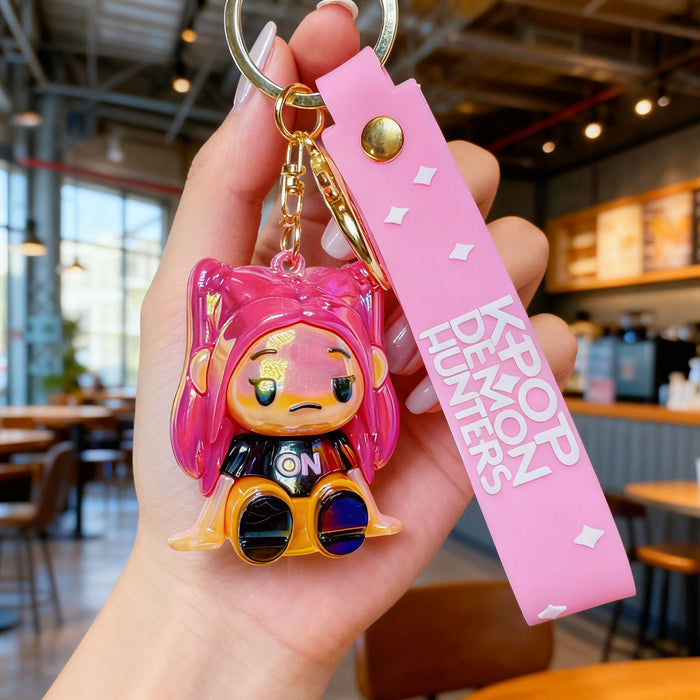 Wholesale K-POP Electroplated Cute Cartoon Character Sitting Silicone Keychain