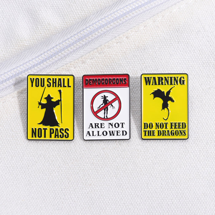 Wholesale Creative Magic Series Novelty Brooch Pin Chic Zinc Alloy Warning Sign Shape Fashion Accessory