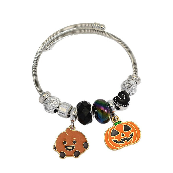 Wholesale Cartoon Pumpkin Pendant Stainless Steel Bracelet Fashion Jewelry Accessory MOQ≥2