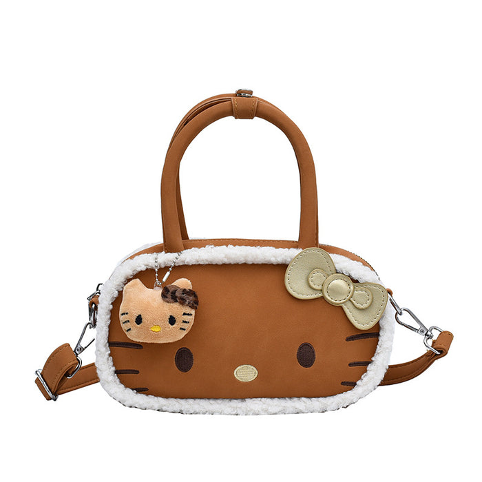 Wholesale Cute cartoon character plush single-shoulder bag with a handle.