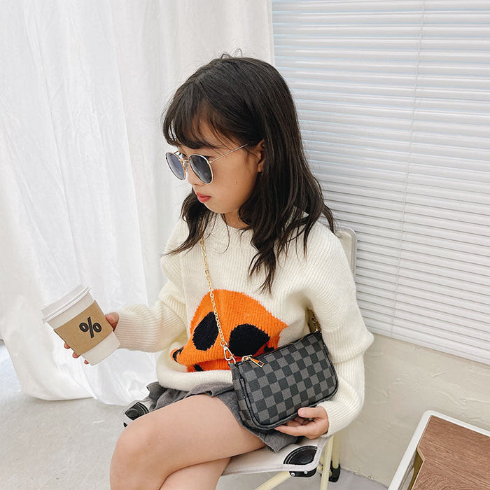 Wholesale Shoulder Bag PU Children's Simple Plaid Chain Diagonal Span JDC-SD-GanD001