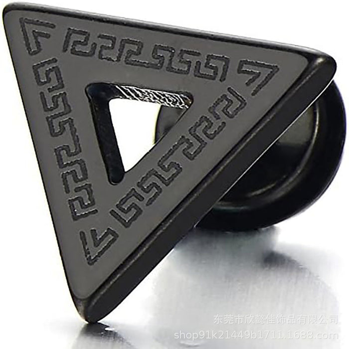 Wholesale Stainless steel triangular earrings screw in back