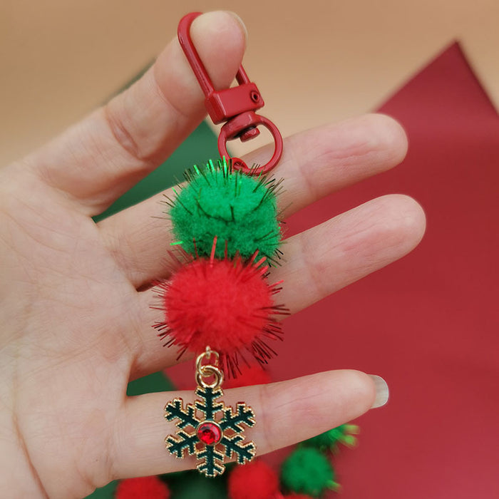 Wholesale Christmas Mobile Phone Pendant Cute  Bag Pendant Snowflake Christmas Tree Keychain Hanging Chain