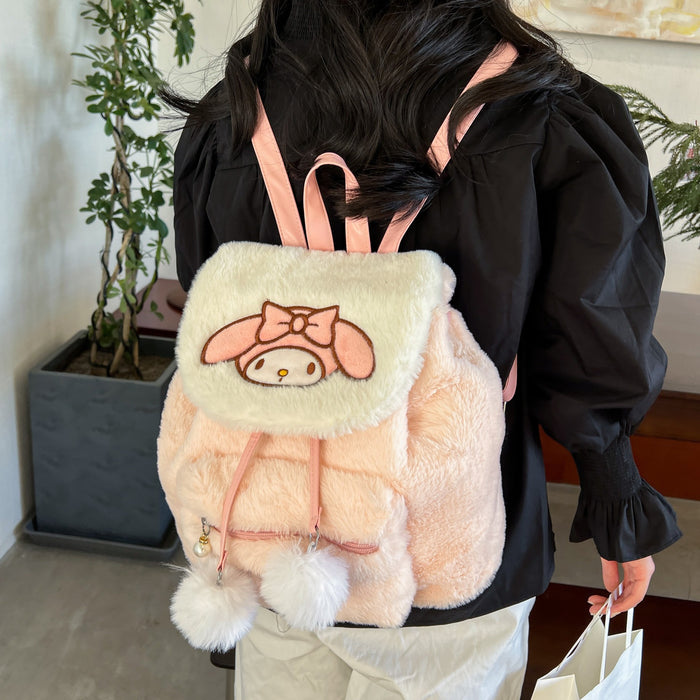 Wholesale Cartoon Cute Puppy Plush Flip Backpack Women's Casual New Large Capacity Cute School Bag Backpack JDC-BP-ZZ001