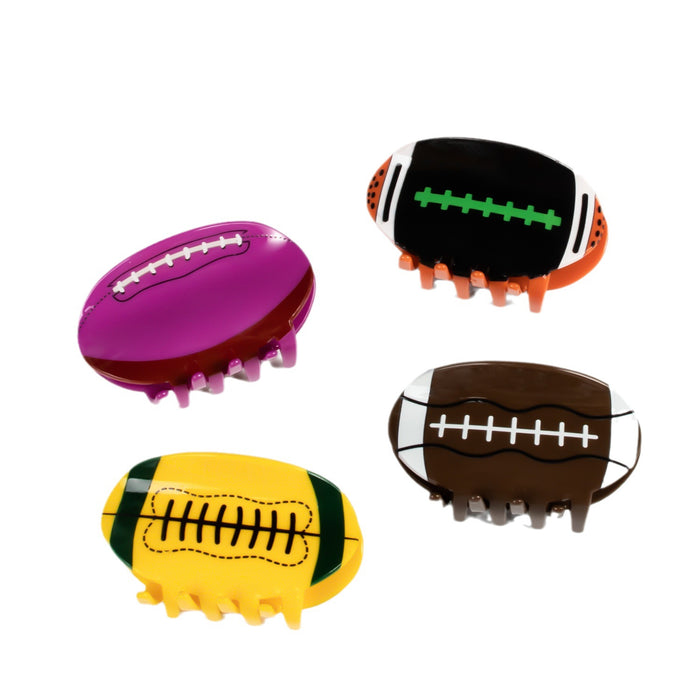 Wholesale Rugby Clamp Ball Hair Clip Printing Acrylic Headwear Hairpin Shark Clip