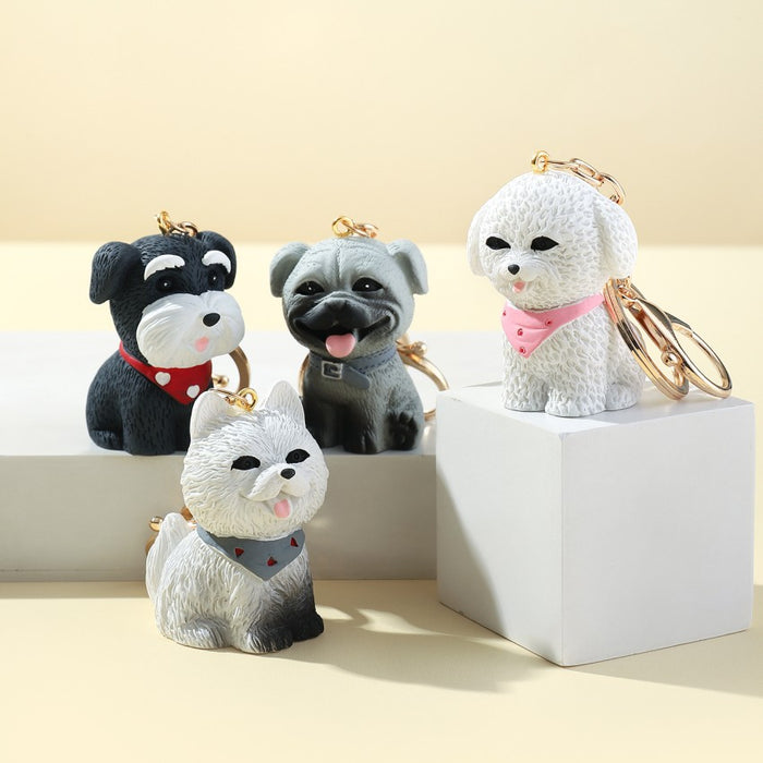 Wholesale 3D Cute Cartoon Puppy Resin Keychain JDC-KC-RongRui048