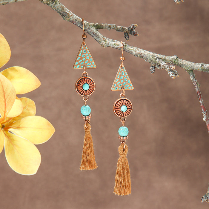 Wholesale Bohemian Floral Tassel Earrings Jewelry Accessory Boutique Resale MOQ≥2
