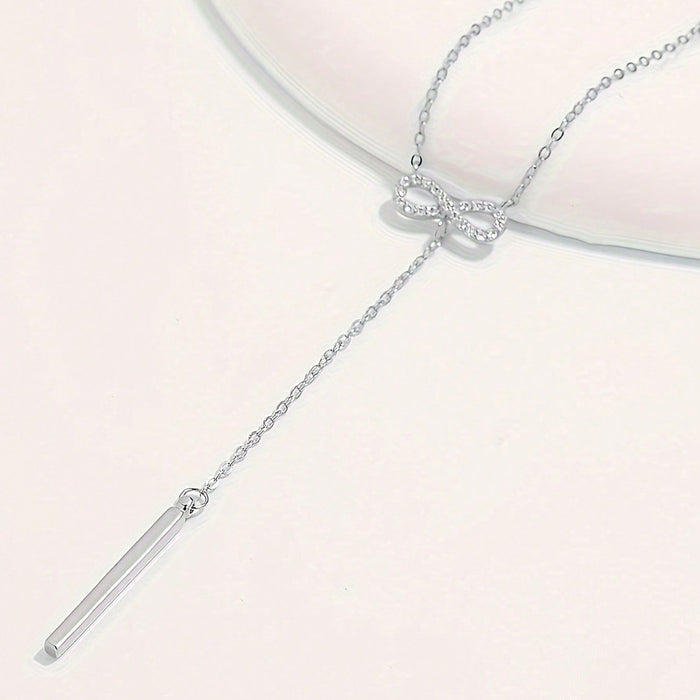 Wholesale Simple and fashionable artificial zircon rectangular pendant necklace, jewelry necklace