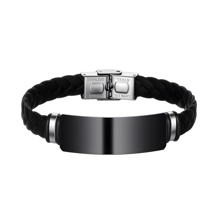 Wholesale Twist Woven Leather Stainless Steel Bracelet Fashion Accessory