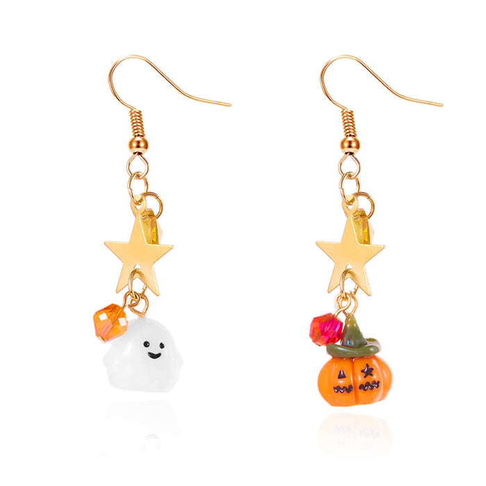 Wholesale Asymmetric Long Earrings Stars Moon Ghost Pumpkin Alloy