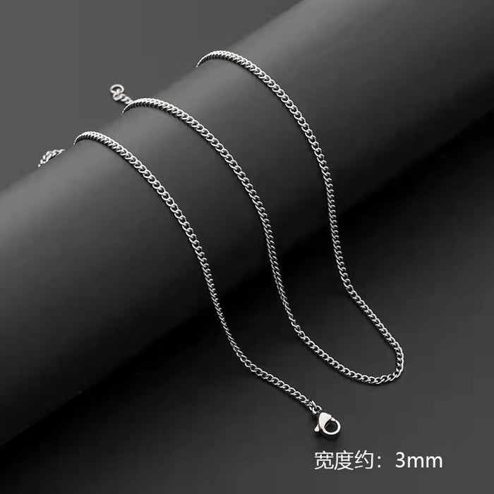 Wholesale Stainless steel square pearl necklace, titanium steel jewelry with chain, thick chain, men's snake bone chain, plain chain, simple