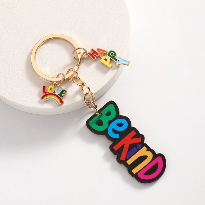 Wholesale Wooden BEKIND Letter Keychain JDC-KC-RongRui033