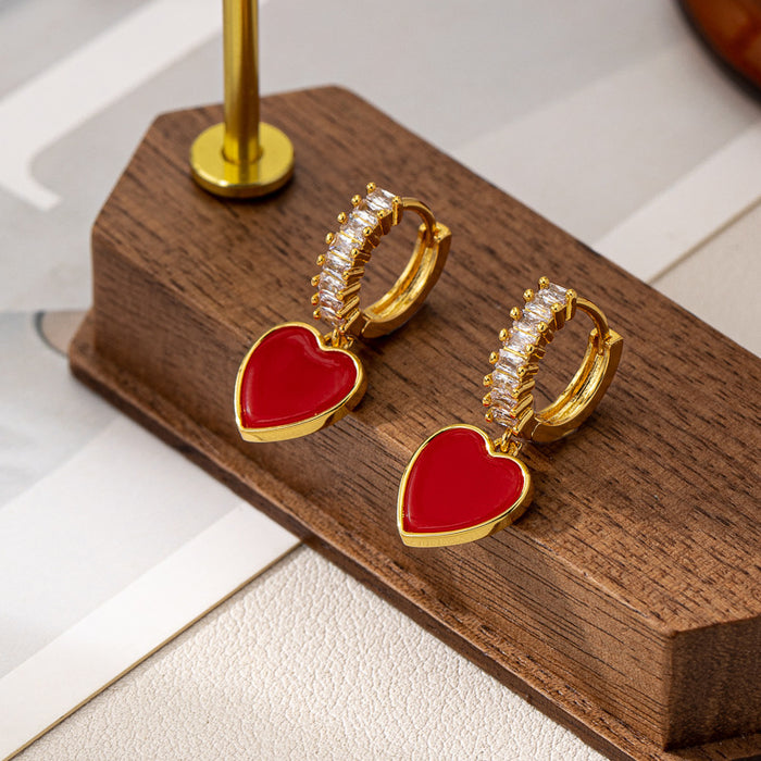 Wholesale 3D vintage black heart-shaped pearl earrings
