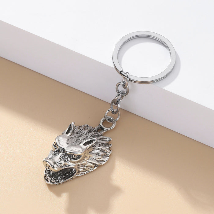 Wholesale Men's Metal Wolf Head Keychain JDC-KC-RongR016