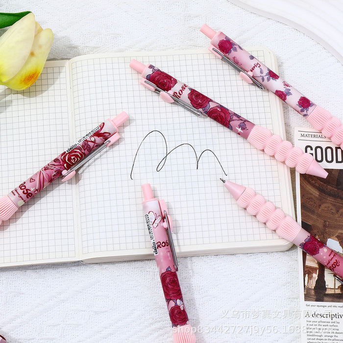 Wholesale Pink Heart Rose Press Gel Pen Romantic Girl Brush Pen  Quick Dry Press Black Pen