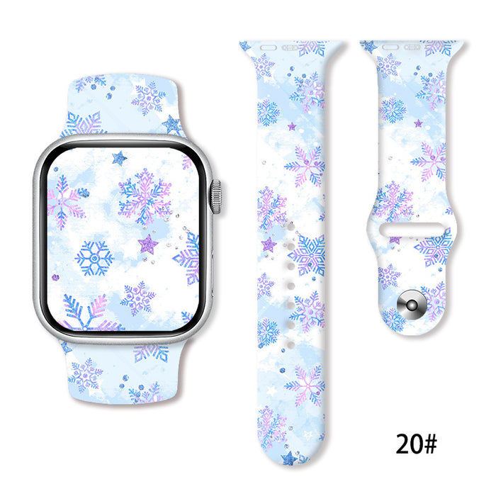 Wholesale Cartoon Christmas Silicone Strap Suitable for Apple Watch Strap JDC-WD-NuoQi005