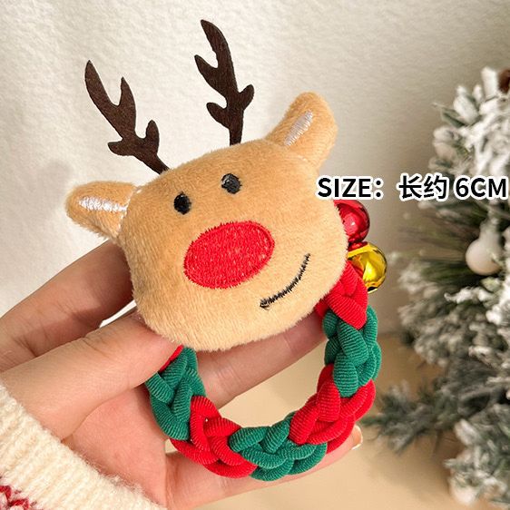 Wholesale Christmas Cartoon Deer Biscuits Braided Hair Scrunchies JDC-HS-Shuy002