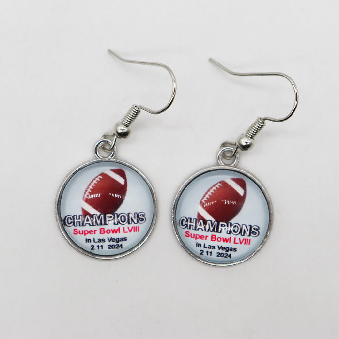 Wholesale Baseball Team Football Team Earrings Pendant Moonlight Gemstone Pendant Sports Earrings