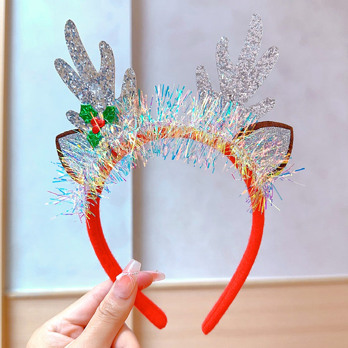 Wholesale Christmas Headband Christmas Antlers Hair Stamp Headwear Holiday Decorative Gift Big Bow Headband Hair Accessories Headwear