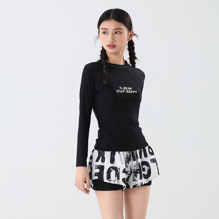 Wholesale Letter long sleeved split swimsuit women's swimming pool special swimsuit women's two-piece swimsuit set