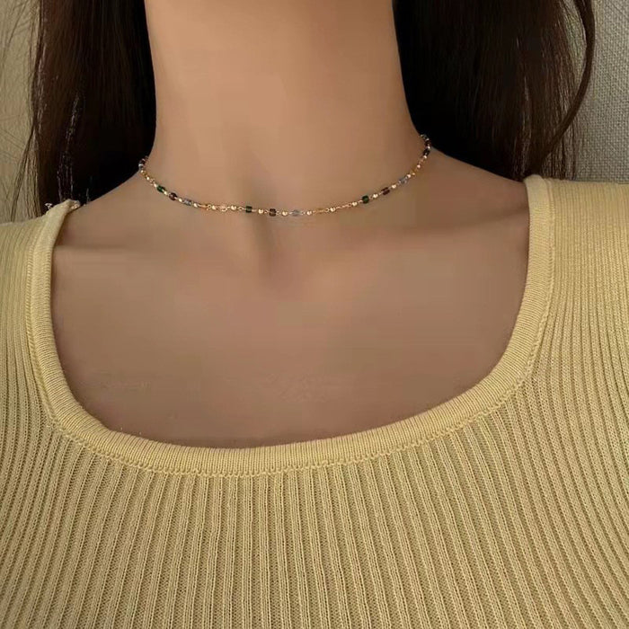 Wholesale Fresh Color Beaded Necklace Collar Chain Distinctive Simple Necklace Jewelry