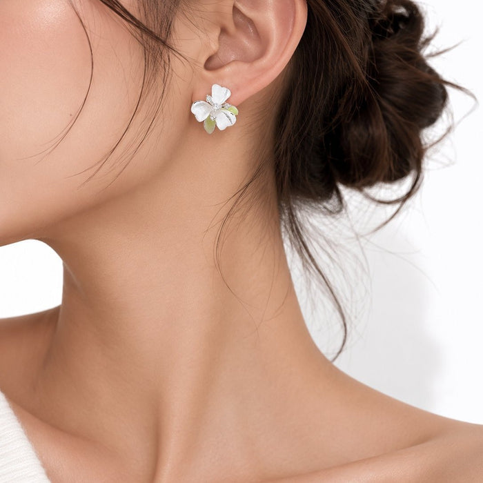 Wholesale Spring Garden Floral Alloy Earrings Women' s Fashion Accessory Boutique Resale