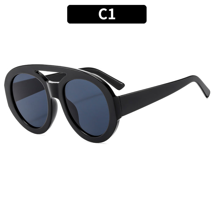 Wholesale Retro Double Bridge Large Round Frame PC Sunglasses JDC-SG-XIa086