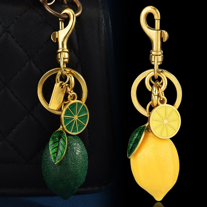 Wholesale Lemon Fruit Keychain Alloy Bag Charm Car Key Accessory Gift