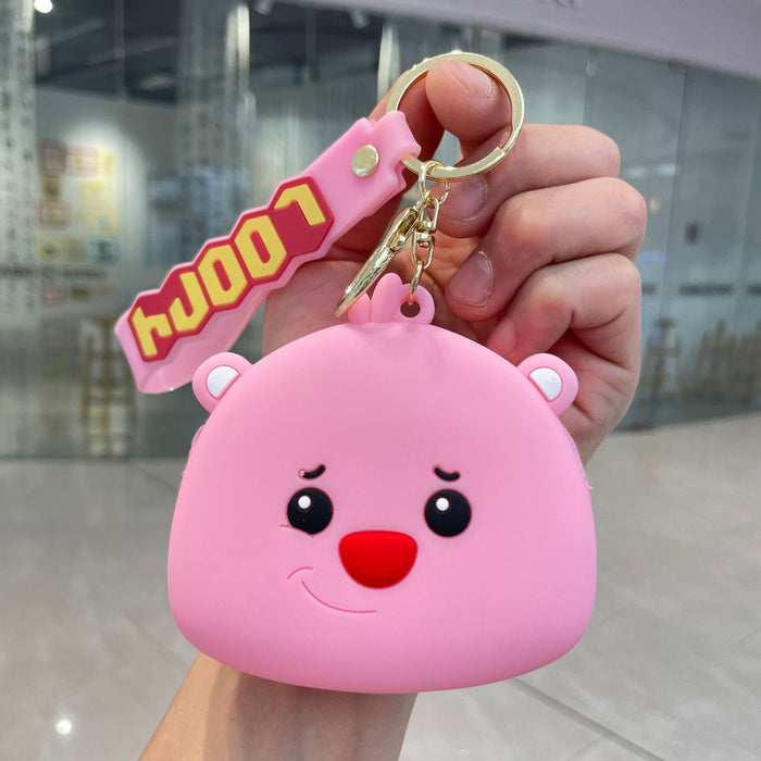 Wholesale Keychain pendant, cartoon silicone coin purse, cute little wallet