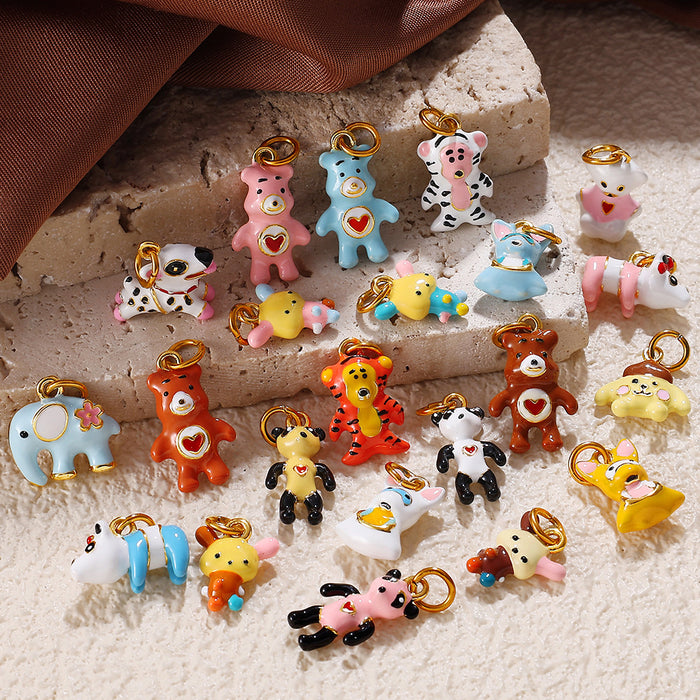 Wholesale Cartoon Cute Stereo Elephant Puppy Oil Dripping Pendant Decorative Accessories Mobile Phone Pendant