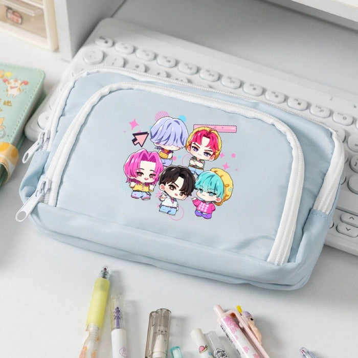 Wholesale KPOP Candy-colored cartoon print Pencil Bags for primary and secondary school girls