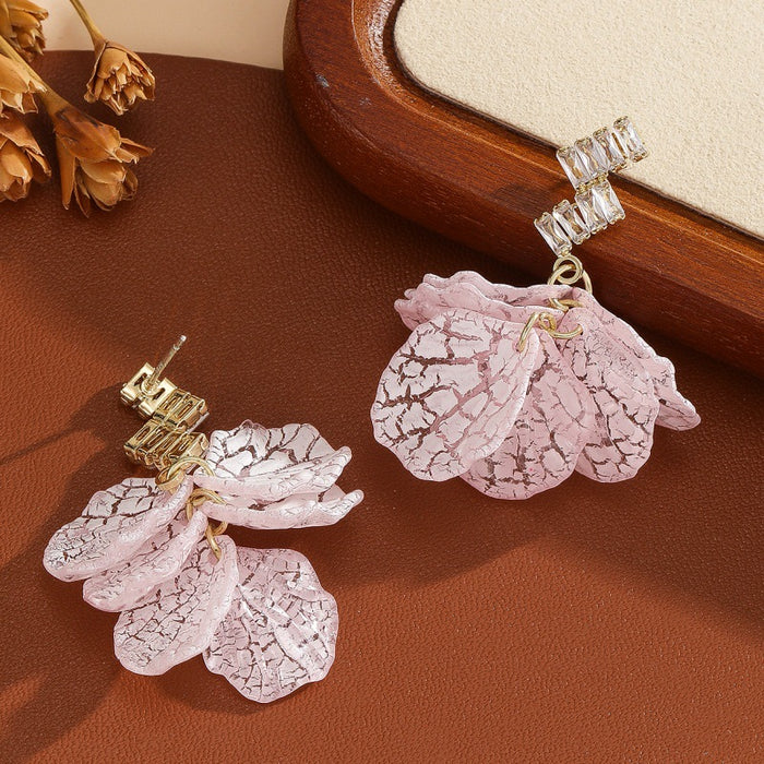 Wholesale Flower Tassel Zircon Earrings Copper Fashion Accessory MOQ≥2