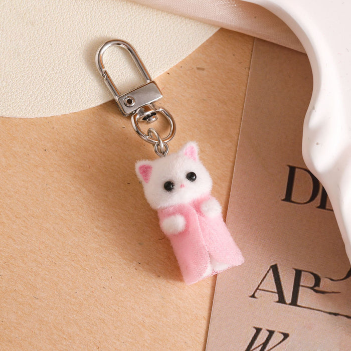 Wholesale Cute cartoon plush cat keychain pendant hanging decoration resin exquisite backpack bag car keychain