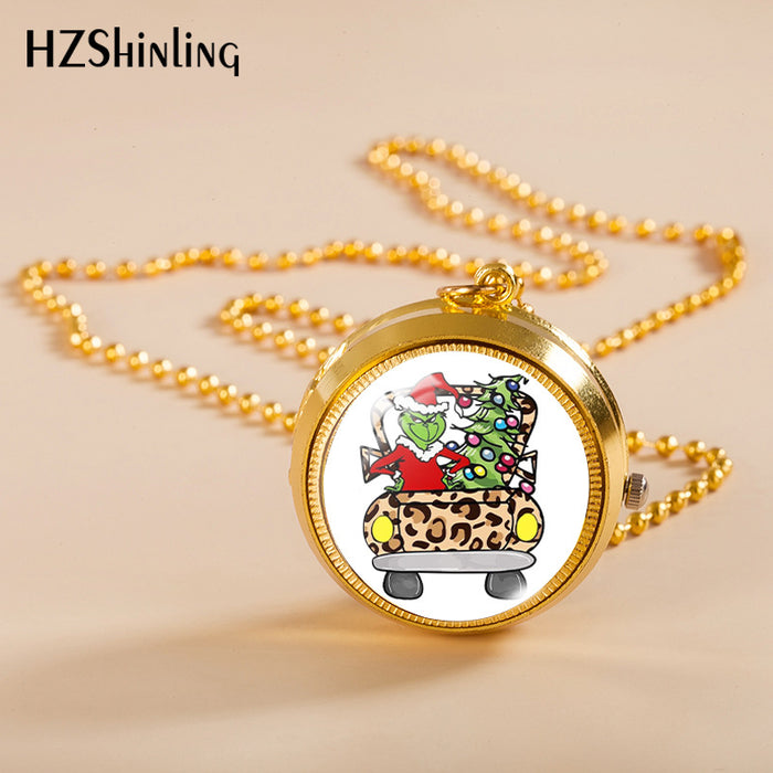 Wholesale Alloy Christmas Monster Grinch Rotating Pocket Watch JDC-PH-XiangL002