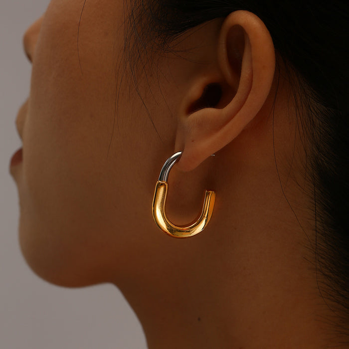 Wholesale Jewelry Gold Stainless Steel Earrings Personalized Two tone Earrings