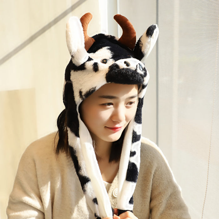 Wholesale Bunny hat with moving ears cute plush warm hat