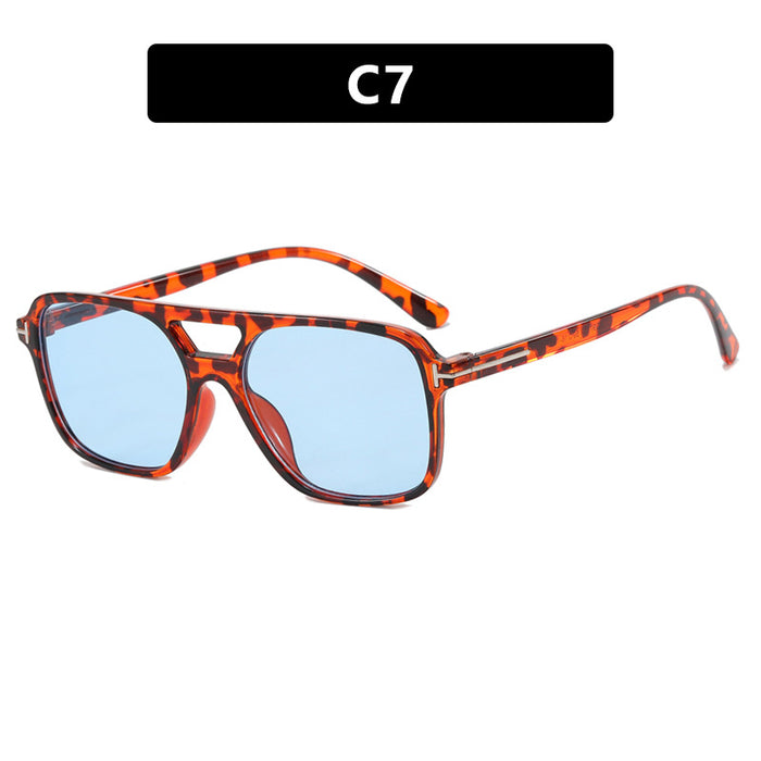 Wholesale T-shaped sunglasses, fashionable square double beam sunglasses, new sunglasses
