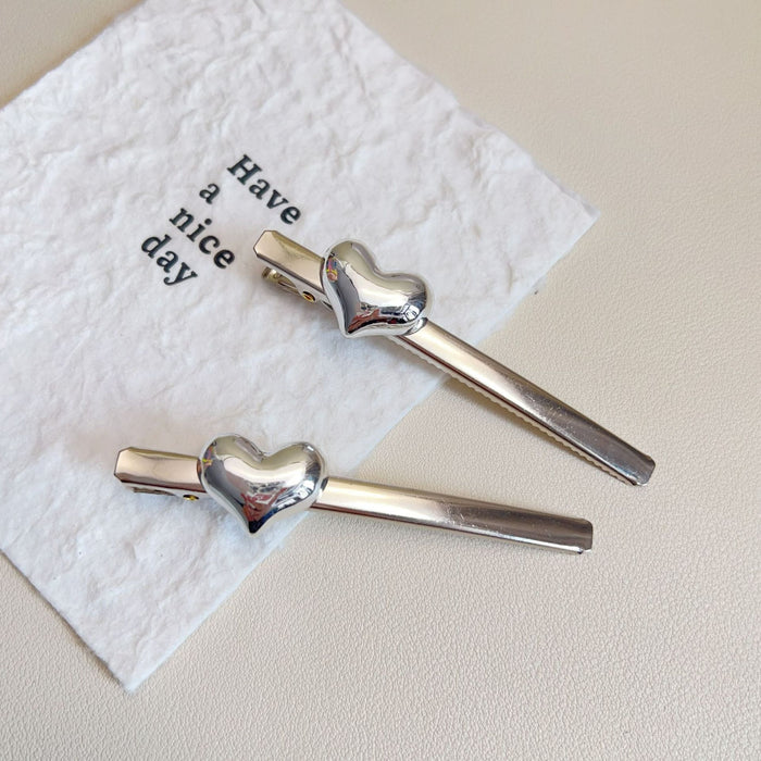 Wholesale silver Love Hair Clip Exquisite Simple Clip Front Side Clip New